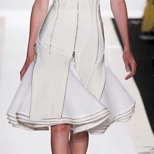 NWT super rare Herve Leger Nikola Black Perforated zipper Skirt slip 2014 runway